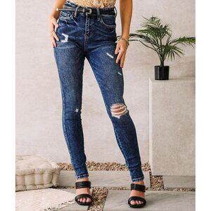 Flying Monkey Women's Blue Morrison High Rise Skinny Jeans